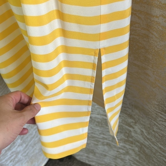 J. Crew Carrie 100% Silk Sleeveless In Yellow & White Midi Dress Size 2 - Picture 8 of 17